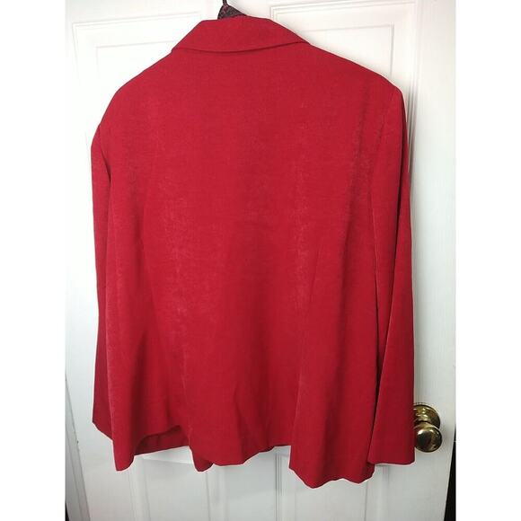 Leslie Fay Woman 20WP Shacket With Scarf Professional Career Red Collared Button - Picture 8 of 10